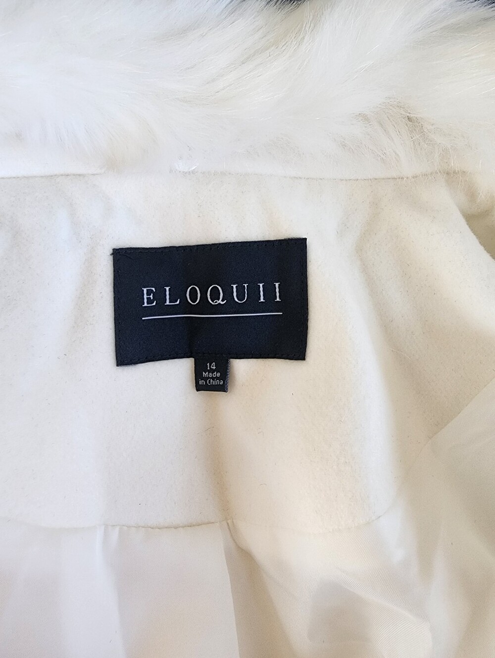 ELOQUII White Faux Fur Collar Long Coat Women’s Size 14 NWT - Picture 16 of 16